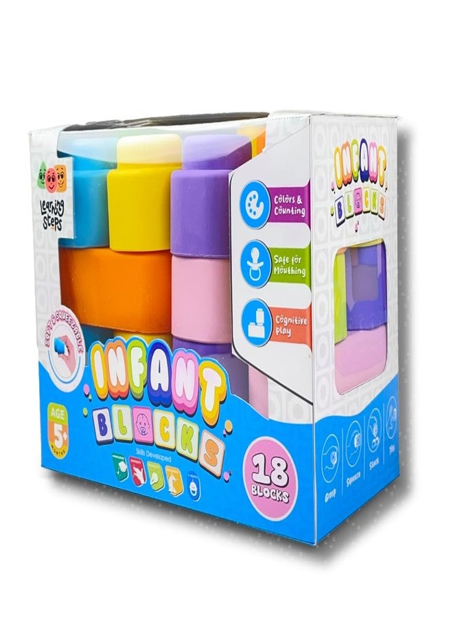 Zephyr Learning Steps - Infant Blocks-2, Montessori Toys for Babies, Early Development, Soft Building Blocks, Block Sets, Colors and Counting, Premium Blocks, Stack Toy, Toddler Block Toys, 18 Pieces - Image 5